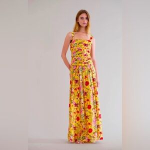 julia jordan yellow floral maxi dress Size 2 NWT*